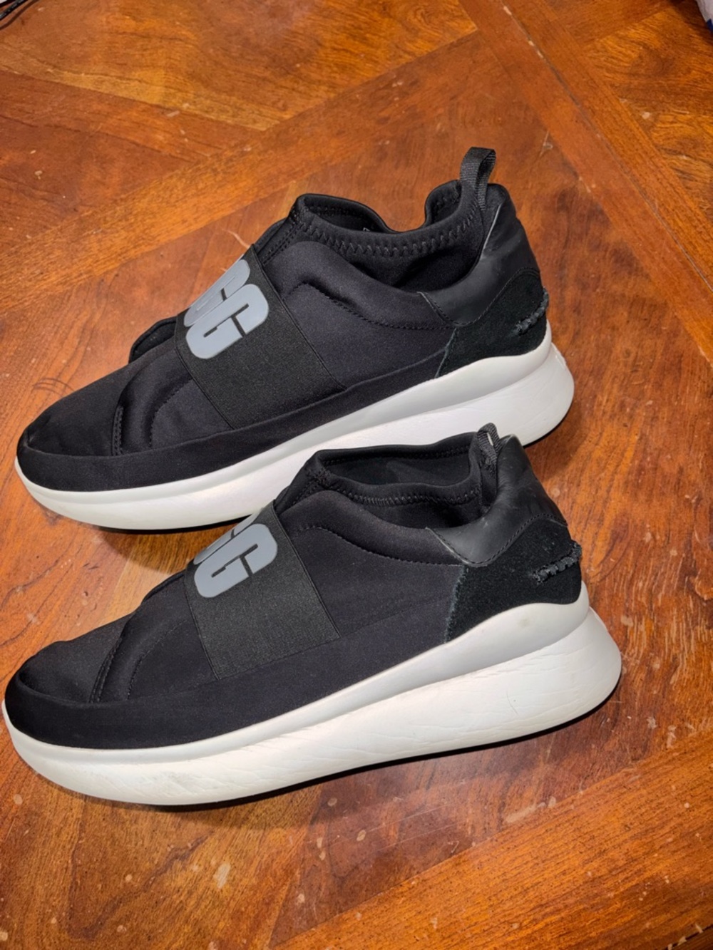 UGG Men's Black Slip-On Sneakers with White Sole